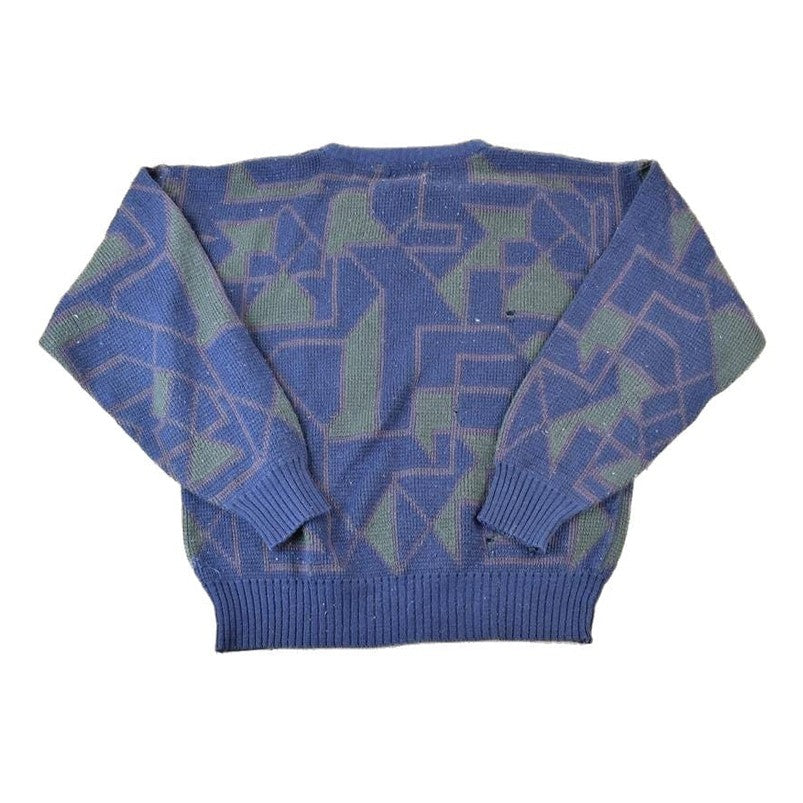Vintage 1990s Club International Knit Abstract Pattern Crewneck Sweater Made In 90s Crewneck Men's XL from propervintagecanada