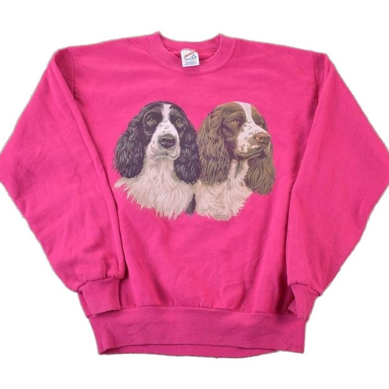 Vintage 1990s Cocker Spaniel Cute Friends Crewneck Sweater Men's Medium from propervintagecanada