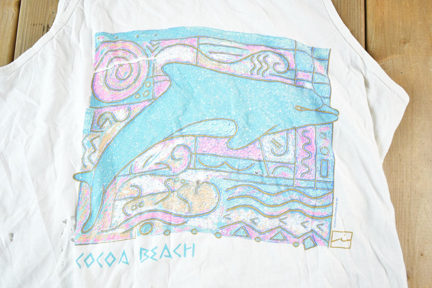 Vintage 1990s Cocoa Beach Dolphins Souvenir Tank Top Mens M from propervintagecanada