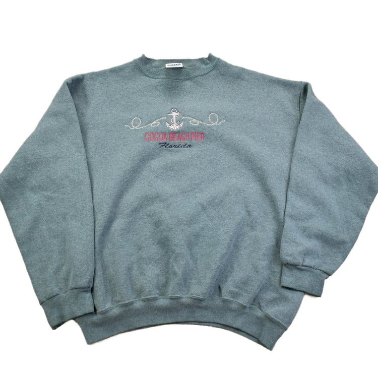 Vintage 1990s Cocoa Beach Pier Florida Souvenir Crewneck Sweatshirt Men's Large from propervintagecanada