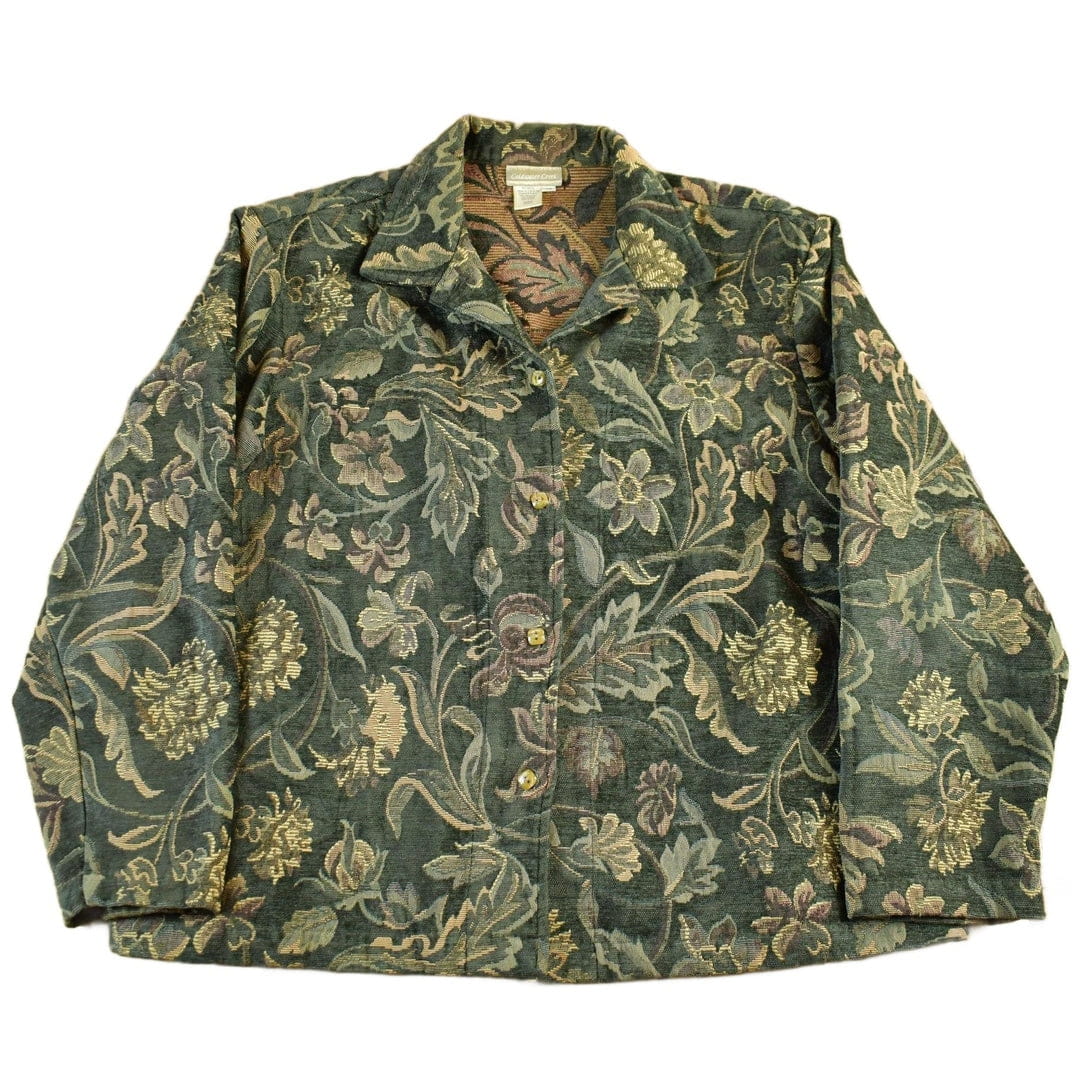 Vintage 1990s Coldwater Creek All Over Print Floral Tapestry Blazer Jacket Women's 1X from propervintagecanada