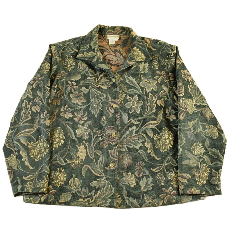 Vintage 1990s Coldwater Creek All Over Print Floral Tapestry Blazer Jacket Women's 1X from propervintagecanada