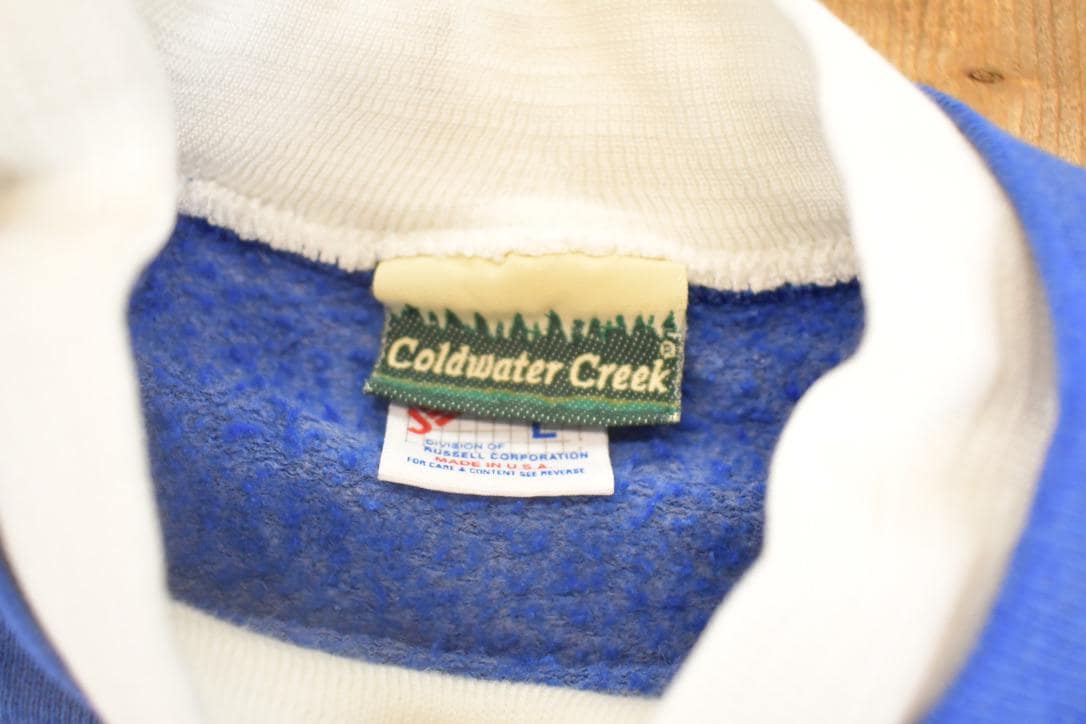 Vintage 1990s Coldwater Creek Blue Birds Double Collar Cute Souvenir Crewneck Sweatshirt Womens L from propervintagecanada