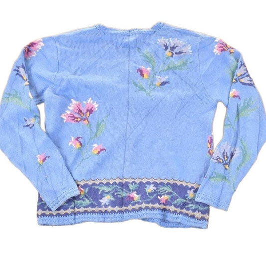 Vintage 1990s Coldwater Creek Floral Embroidered Knit Cardigan Sweater Women's M from propervintagecanada