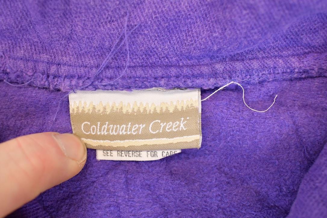 Vintage 1990s Coldwater Creek Large Snowflake Graphic Print Quarter Zip Sweatshirt Men's L from propervintagecanada