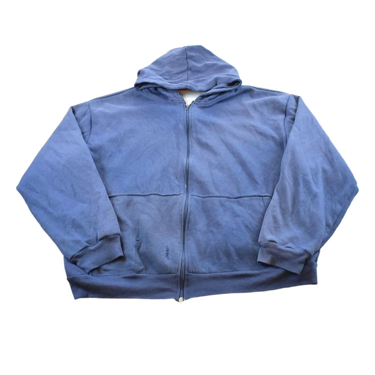 Vintage 1990s Coleman Blue Blank Zip Up Thermal Hoodie Mens L from propervintagecanada