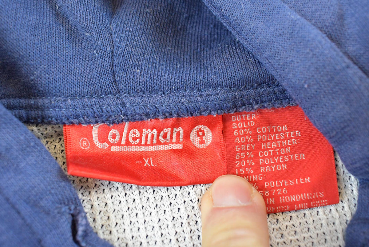 Vintage 1990s Coleman Blue Blank Zip Up Thermal Hoodie Mens L from propervintagecanada