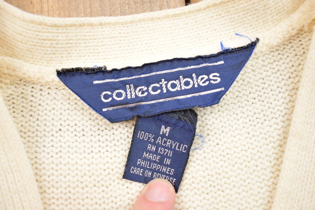 Vintage 1990s Collectables Cable Knitted Cardigan Sweater Vest Men's Small from propervintagecanada