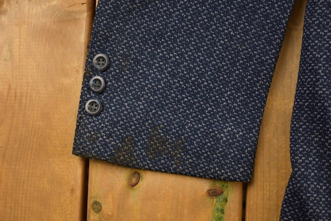 Vintage 1990s College Town Boston Blue Button Up Blazer Jacket Men's Large from propervintagecanada