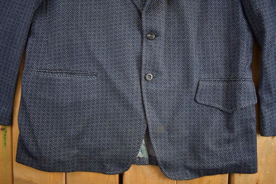 Vintage 1990s College Town Boston Blue Button Up Blazer Jacket Men's Large from propervintagecanada