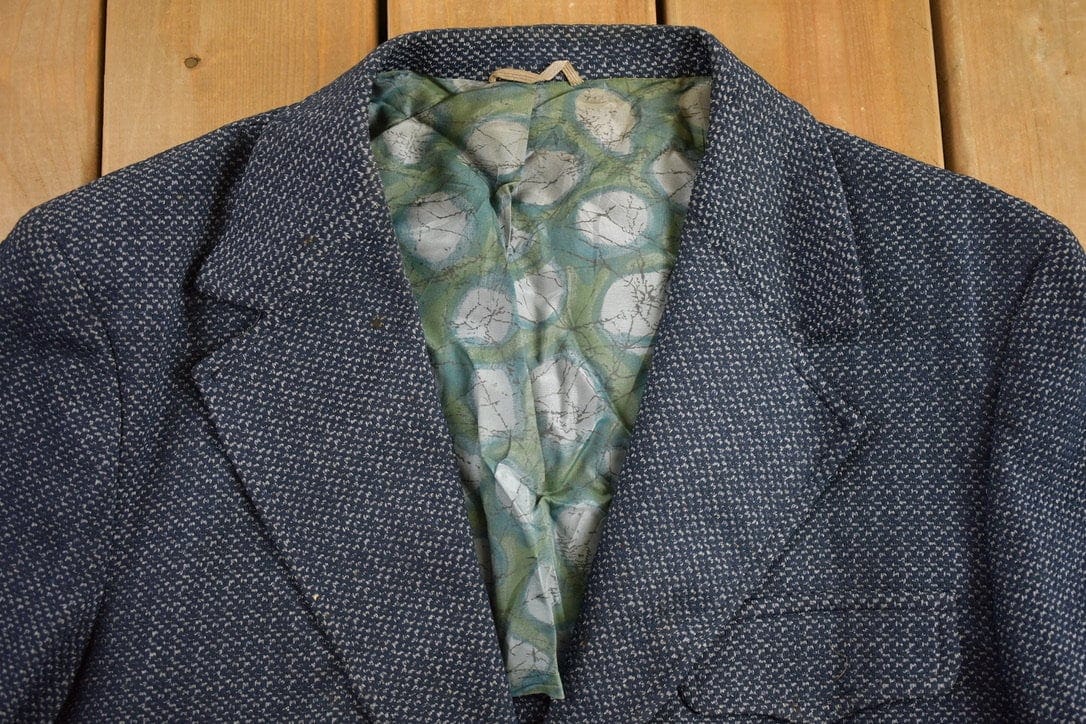 Vintage 1990s College Town Boston Blue Button Up Blazer Jacket Men's Large from propervintagecanada
