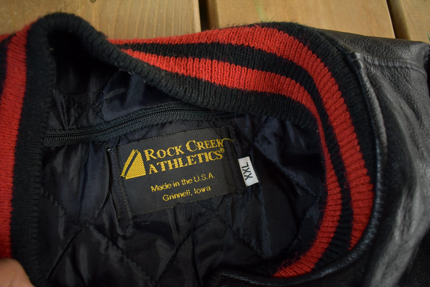 Vintage 1990s Collegiate Leather Varsity Jacket Men's 2XL from propervintagecanada