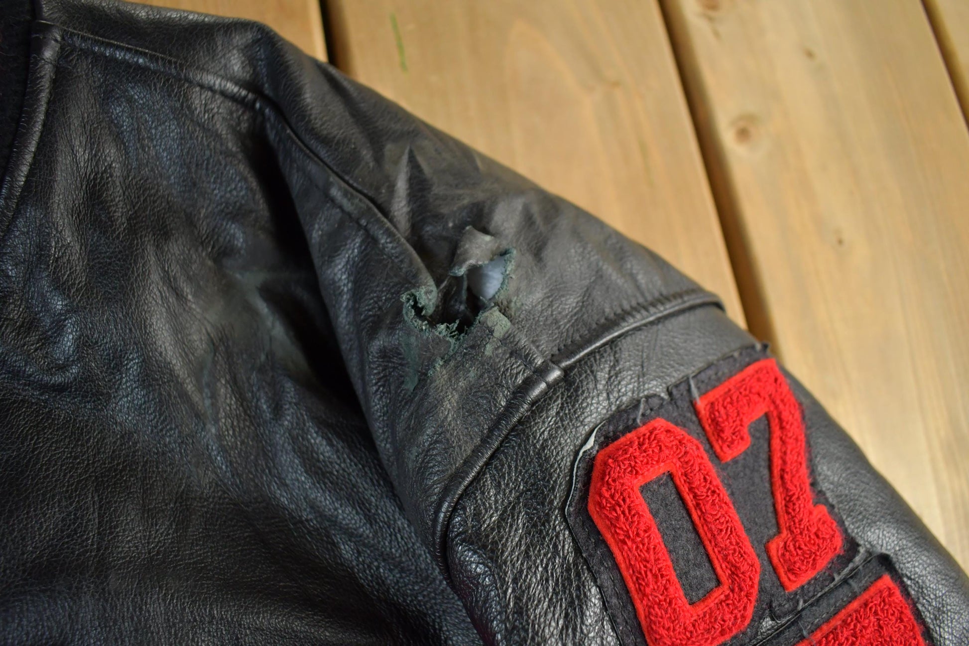 Vintage 1990s Collegiate Leather Varsity Jacket Men's 2XL from propervintagecanada