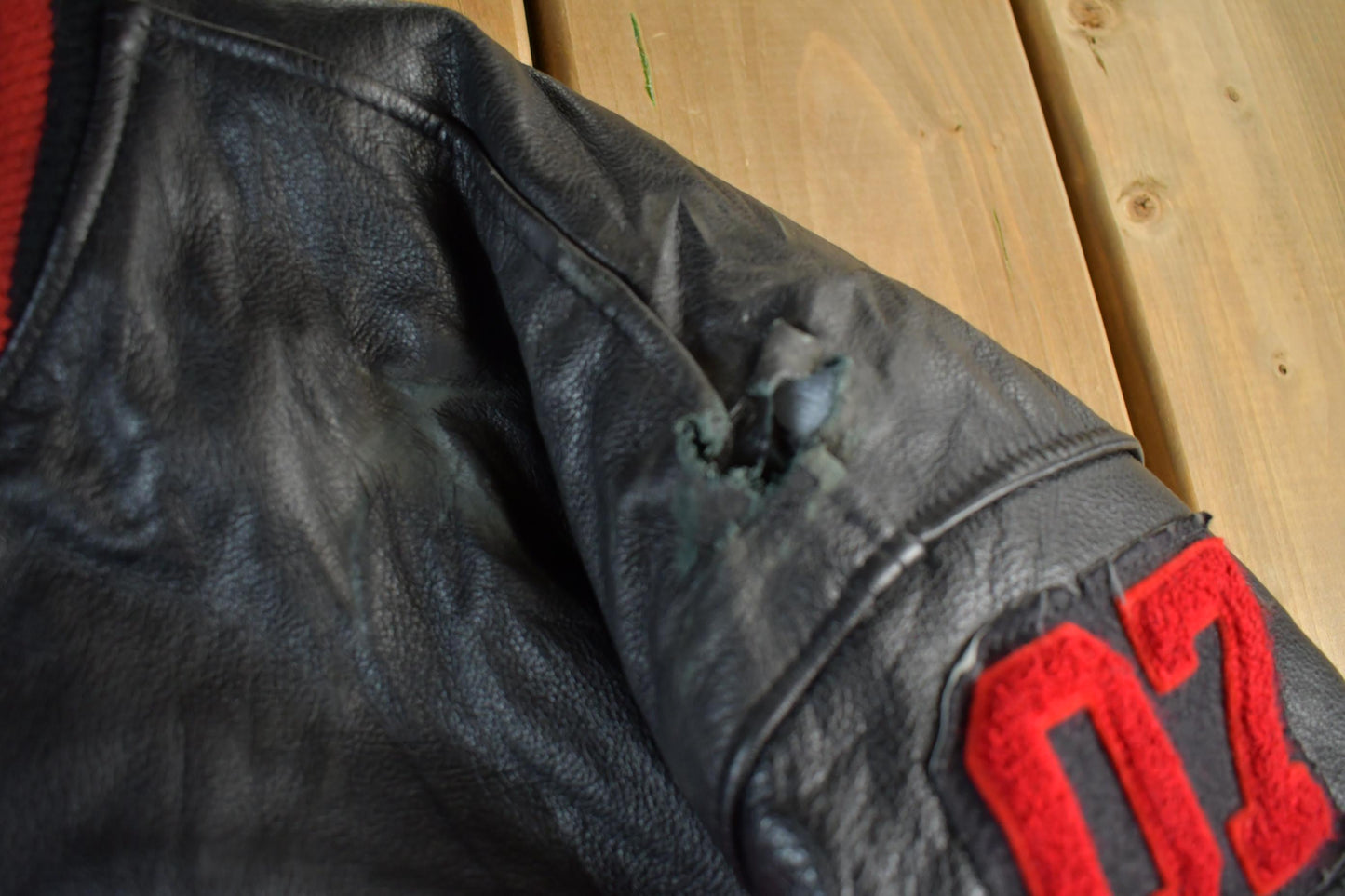 Vintage 1990s Collegiate Leather Varsity Jacket Men's 2XL from propervintagecanada