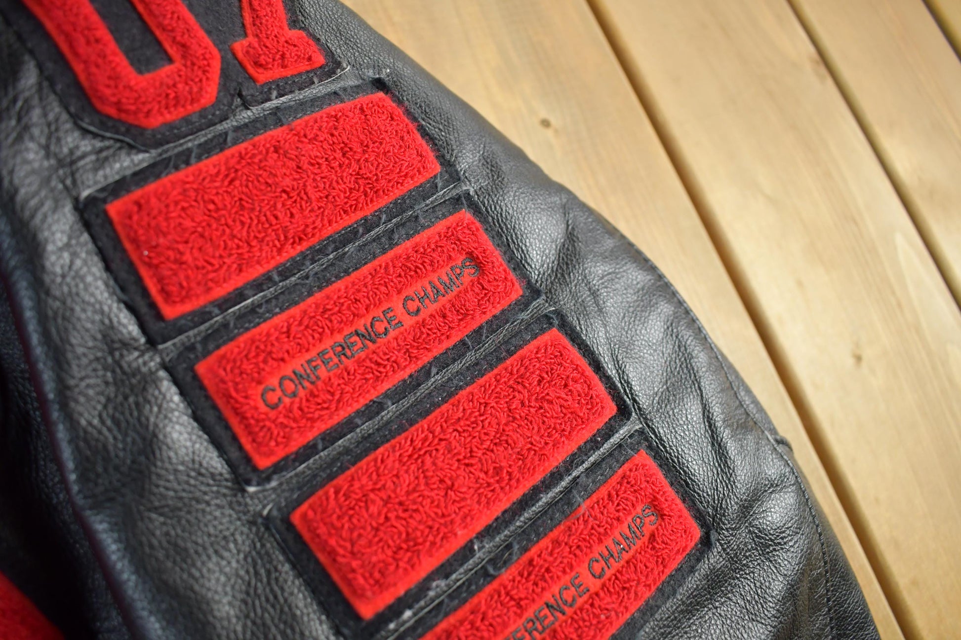 Vintage 1990s Collegiate Leather Varsity Jacket Men's 2XL from propervintagecanada