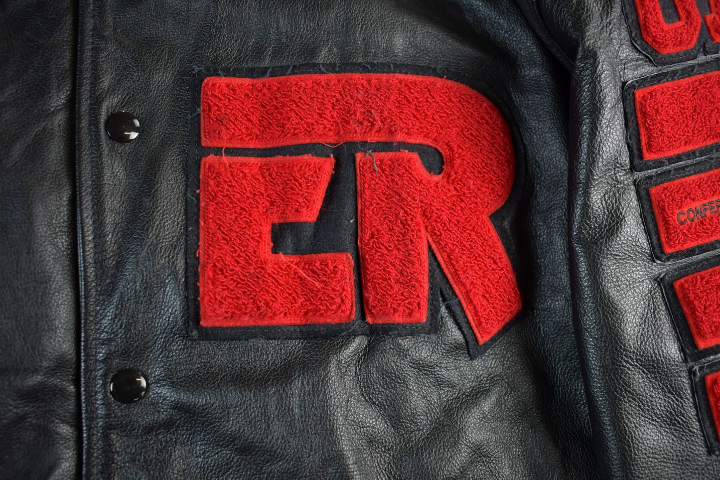 Vintage 1990s Collegiate Leather Varsity Jacket Men's 2XL from propervintagecanada