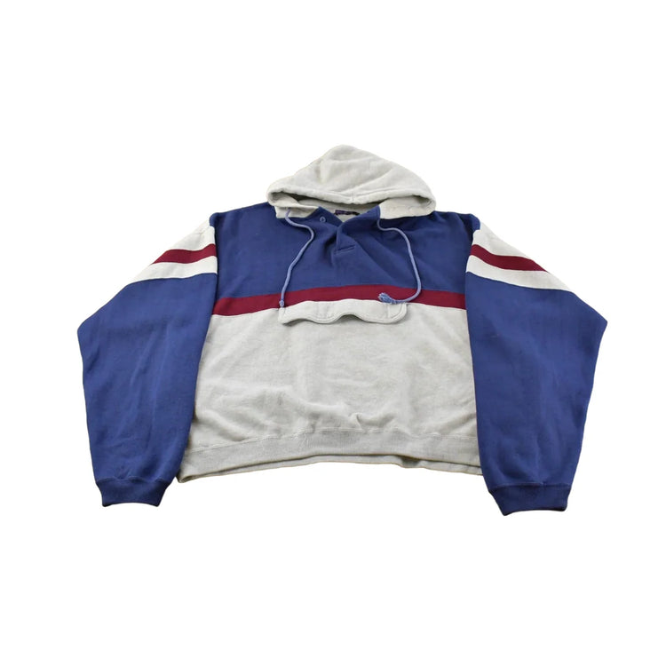 Vintage 1990s Color Block Henley Hoodie Sweatshirt Men's Cropped XL from propervintagecanada