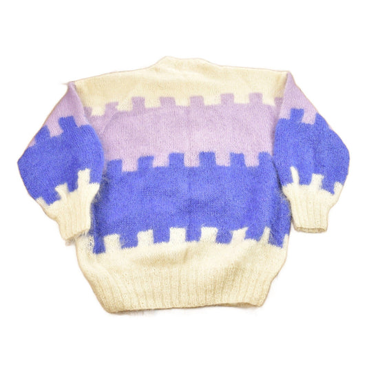 Vintage 1990s Color Block Mohair Knitted Sweater Women's L from propervintagecanada