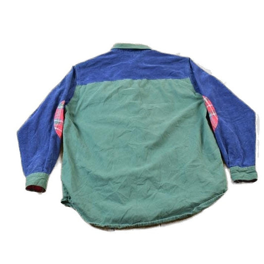 Vintage 1990s Color Block Patchwork Button Up Shirt Men's Medium from propervintagecanada