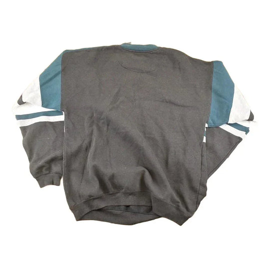 Vintage 1990s Color Block Souvenir Quarter Button Crewneck Sweatshirt Men's L / 90's Tourist Vacation Graphic Sweater from propervintagecanada