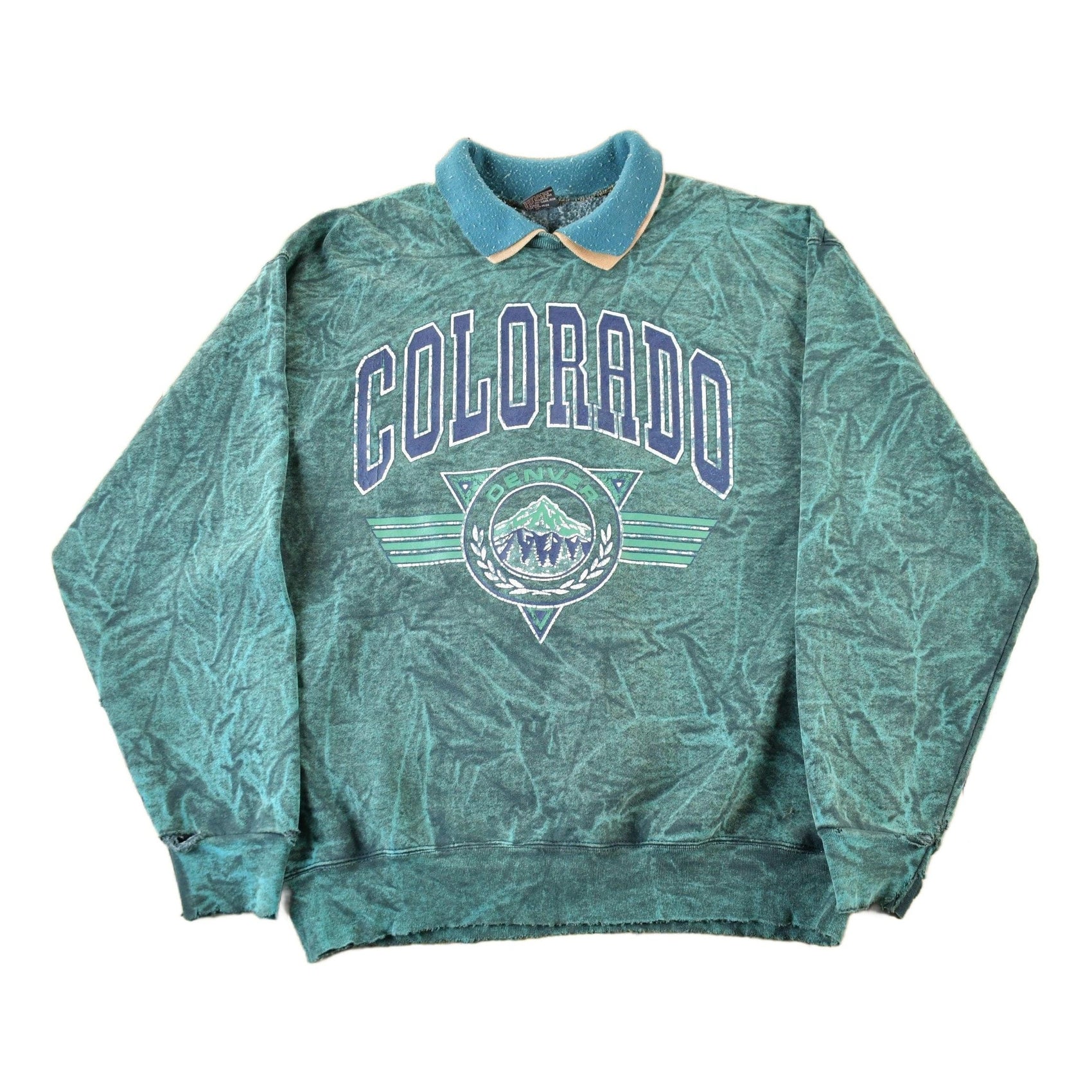 Vintage 1990s Colorado Distressed Collared Sweatshirt Men's Large from propervintagecanada