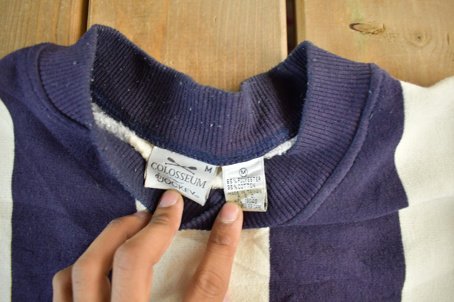 Vintage 1990s Colosseum Striped Crewneck Sweatshirt Men's Medium from propervintagecanada