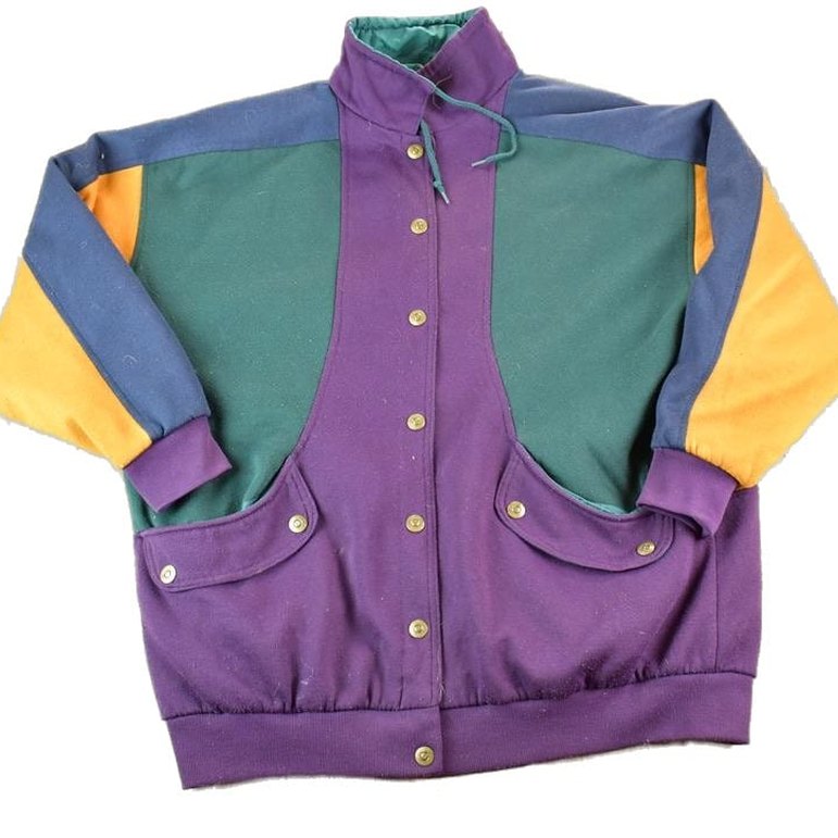 Vintage 1990s Colour Block Fleece Outdoorsman Sweater Jacket Men's XL from propervintagecanada