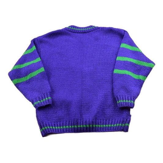 Vintage 1990s Colourful Abstract Knitted Cardigan Sweater Men's Small from propervintagecanada