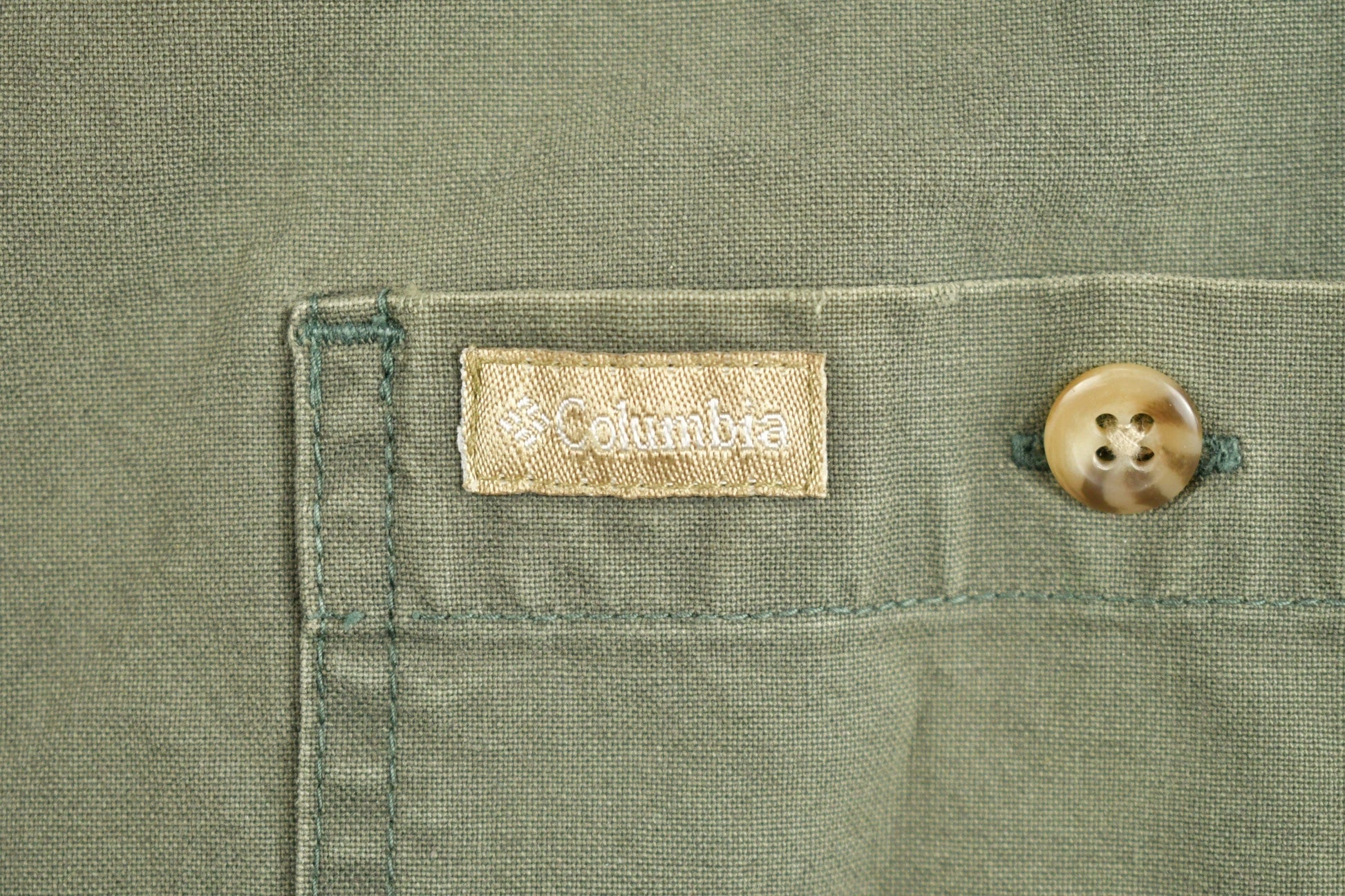 Vintage 1990s Columbia Green Button Up Shirt Men's XL from propervintagecanada