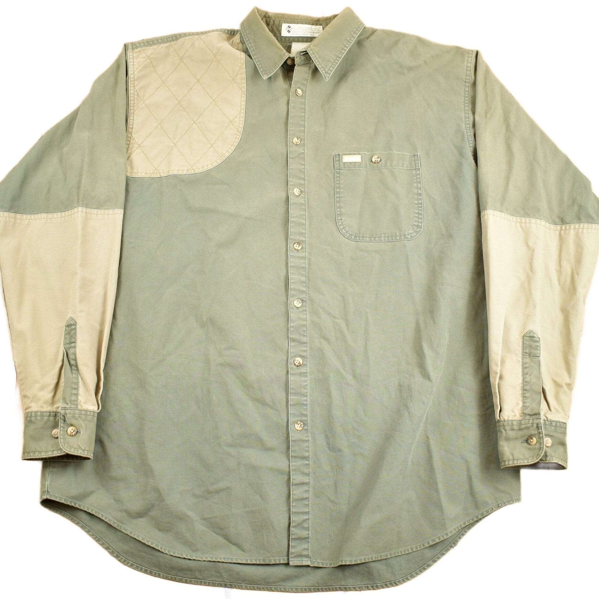 Vintage 1990s Columbia Green Button Up Shirt Men's XL from propervintagecanada