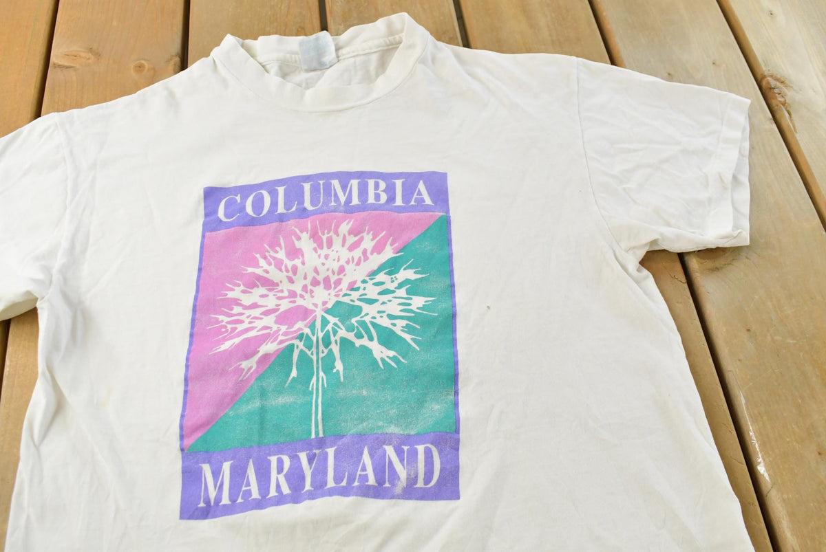 Vintage 1990s Columbia Maryland People Tree Graphic T-Shirt Men's M from propervintagecanada
