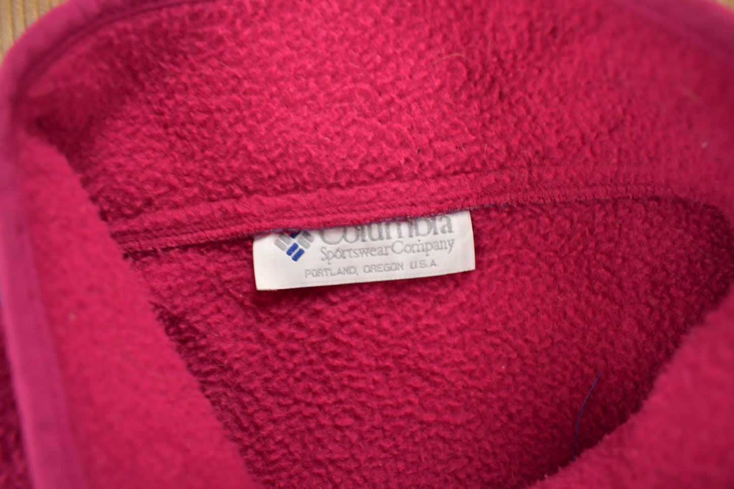 Vintage 1990s Columbia Pink T Snap Fleece Sweatshirt from propervintagecanada