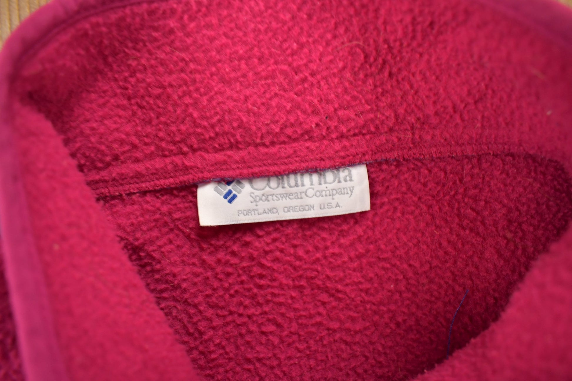 Vintage 1990s Columbia Pink T Snap Fleece Sweatshirt from propervintagecanada