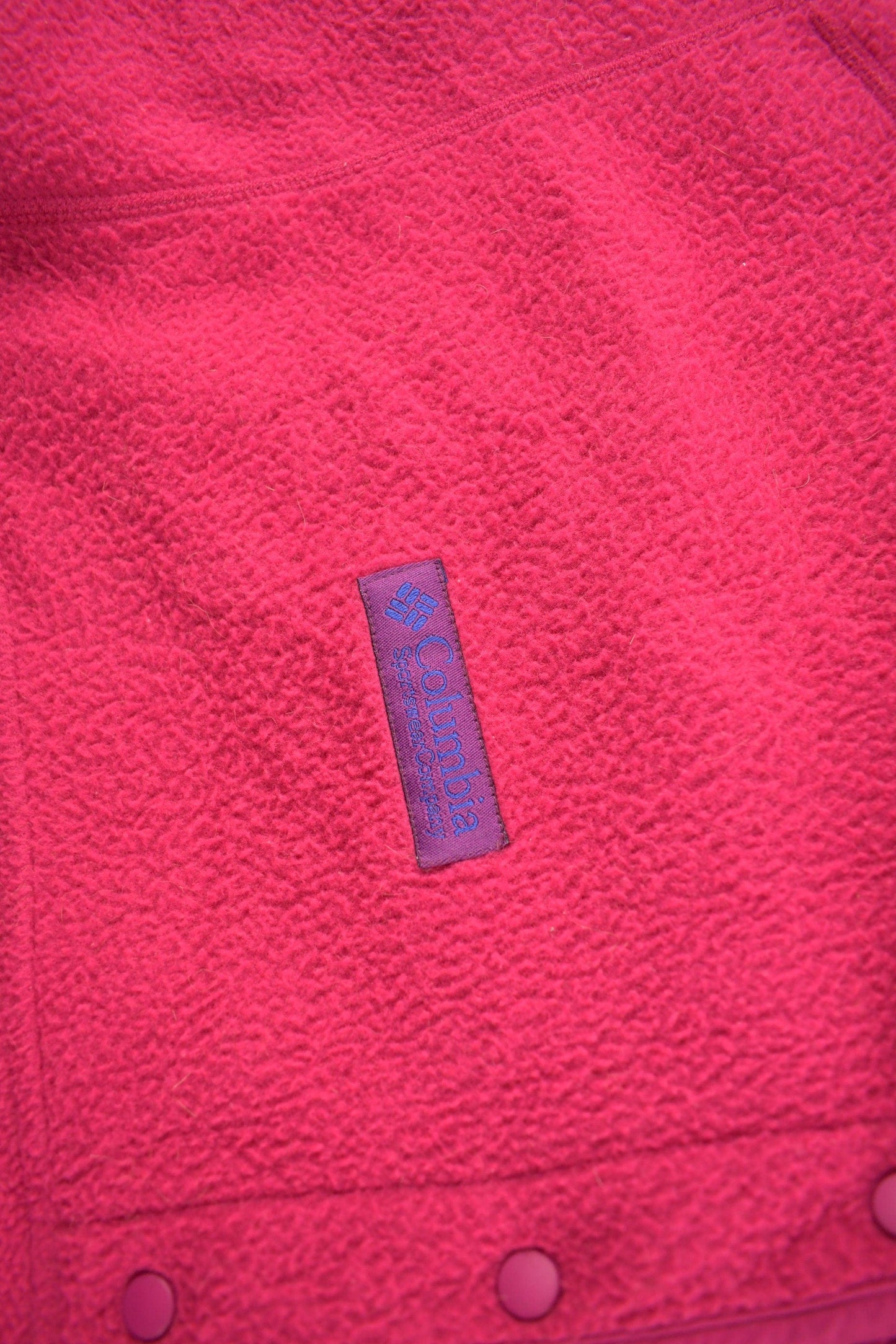 Vintage 1990s Columbia Pink T Snap Fleece Sweatshirt from propervintagecanada
