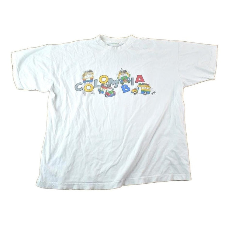 Vintage 1990s Columbia Souvenir Single Stitch Graphic Print T-Shirt Men's Large from propervintagecanada