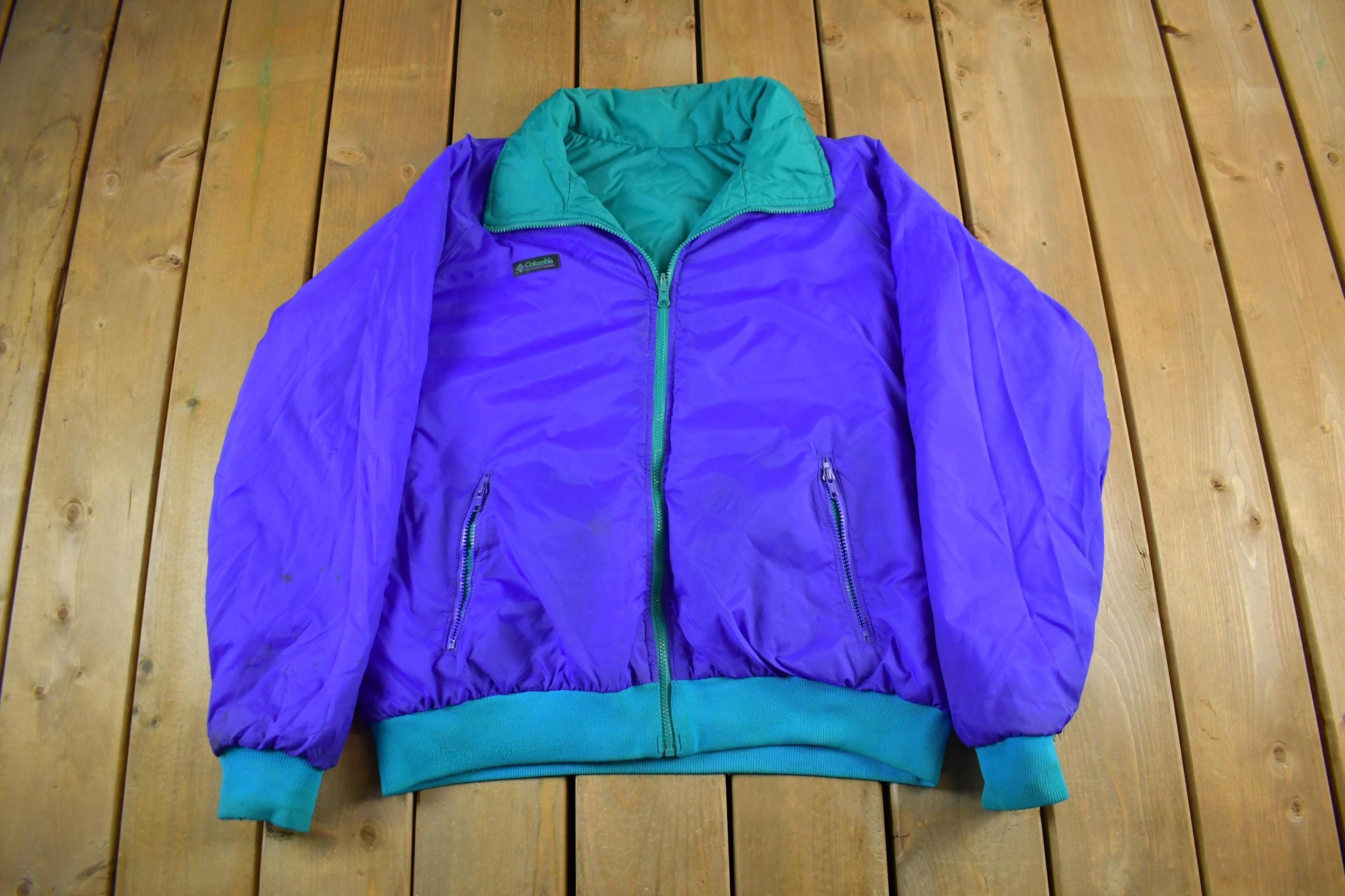 Vintage 1990s Columbia Sportswear Reversible Puffer Jacket Men's XL from propervintagecanada