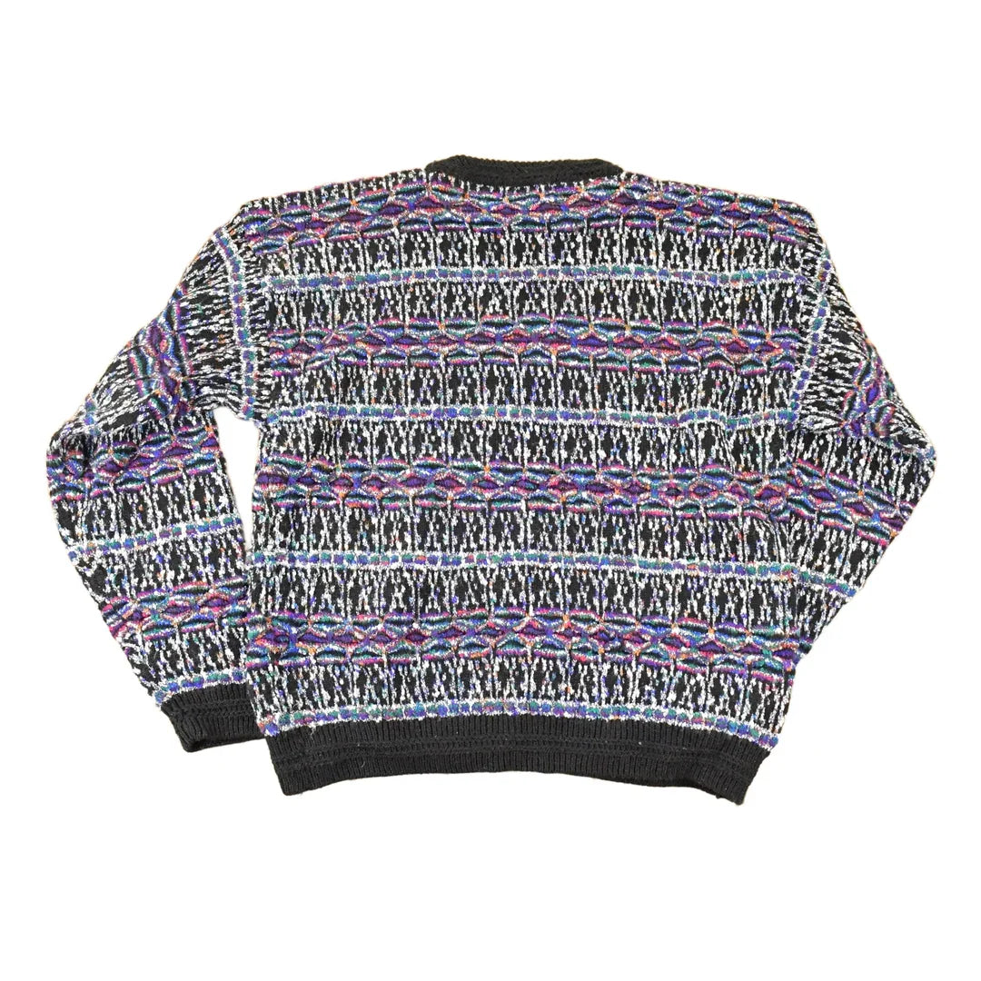Vintage 1990s Concrete Abstract Knit Crewneck Sweater Mens L from propervintagecanada