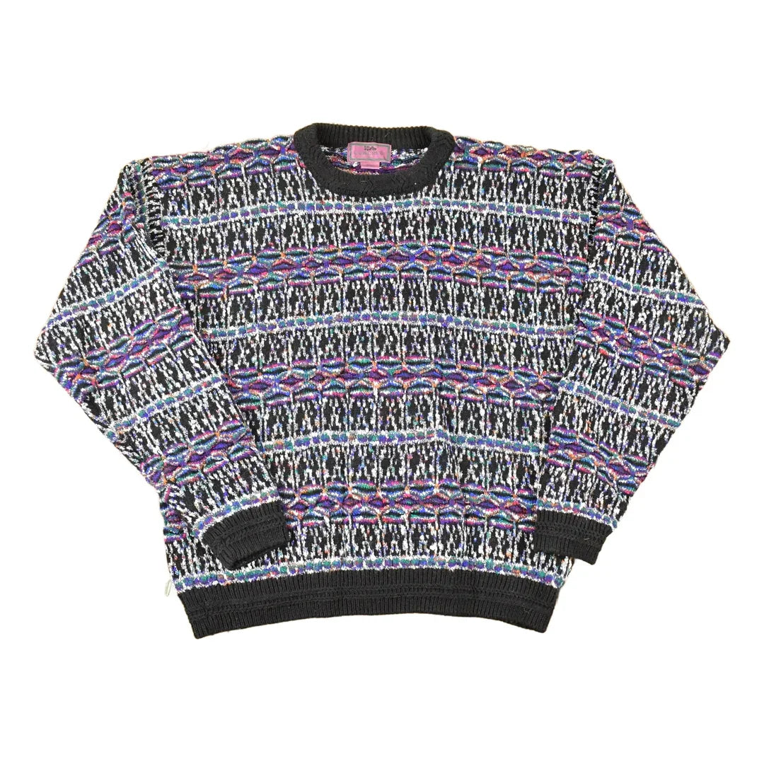 Vintage 1990s Concrete Abstract Knit Crewneck Sweater Mens L from propervintagecanada