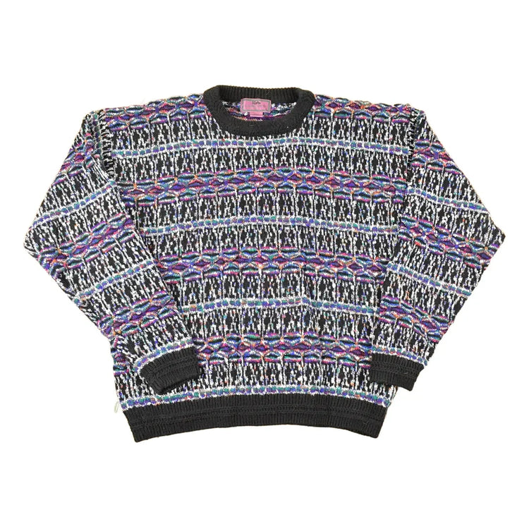 Vintage 1990s Concrete Abstract Knit Crewneck Sweater Mens L from propervintagecanada