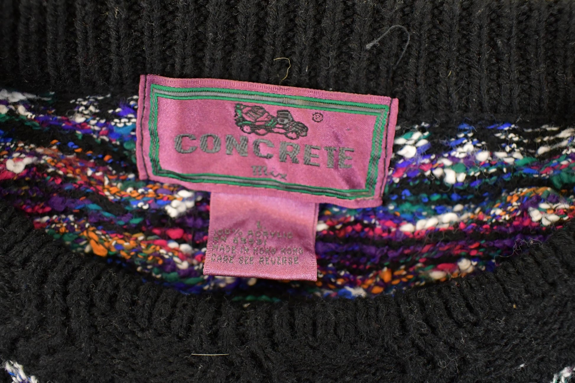 Vintage 1990s Concrete Abstract Knit Crewneck Sweater Mens L from propervintagecanada