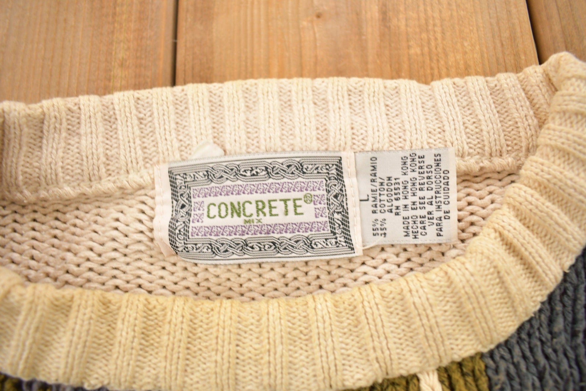 Vintage 1990s Concrete Aztec Pattern Knit Crewneck Sweater Men's Large from propervintagecanada