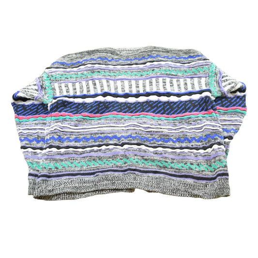 Vintage 1990s Concrete Coogi Style Textured Knit Button Up Cardigan Sweater Men's L from propervintagecanada
