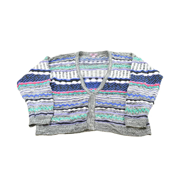 Vintage 1990s Concrete Coogi Style Textured Knit Button Up Cardigan Sweater Men's L from propervintagecanada