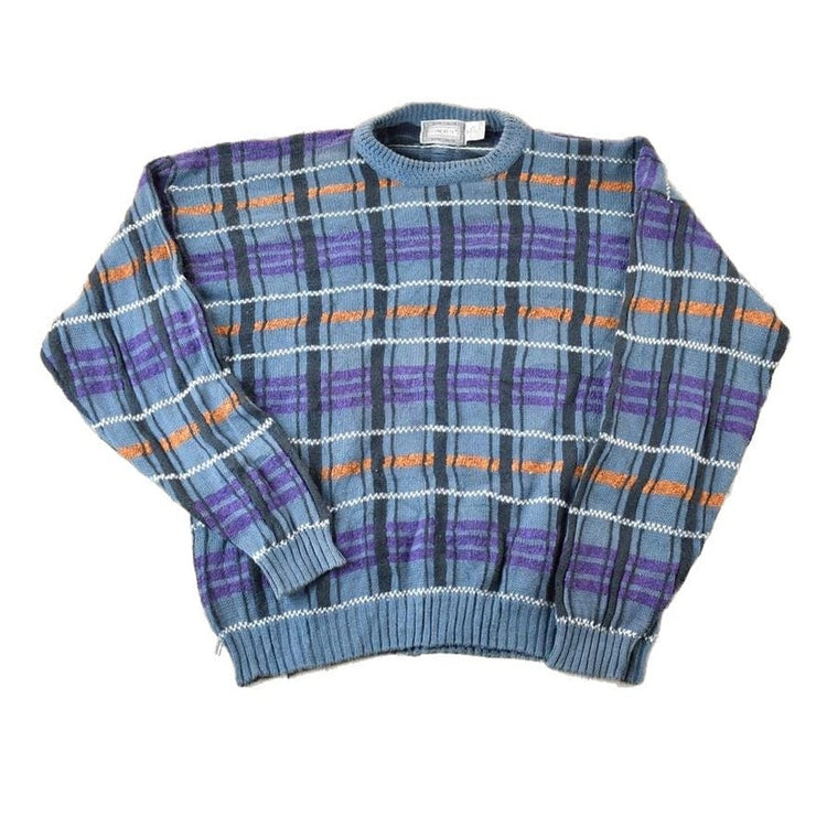 Vintage 1990s Concrete Knit Abstract Pattern Crewneck Sweater Men's XL from propervintagecanada