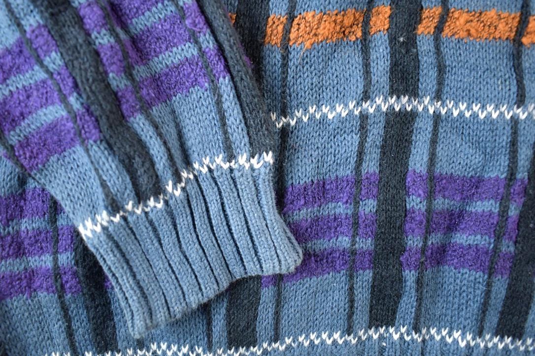 Vintage 1990s Concrete Knit Abstract Pattern Crewneck Sweater Men's XL from propervintagecanada