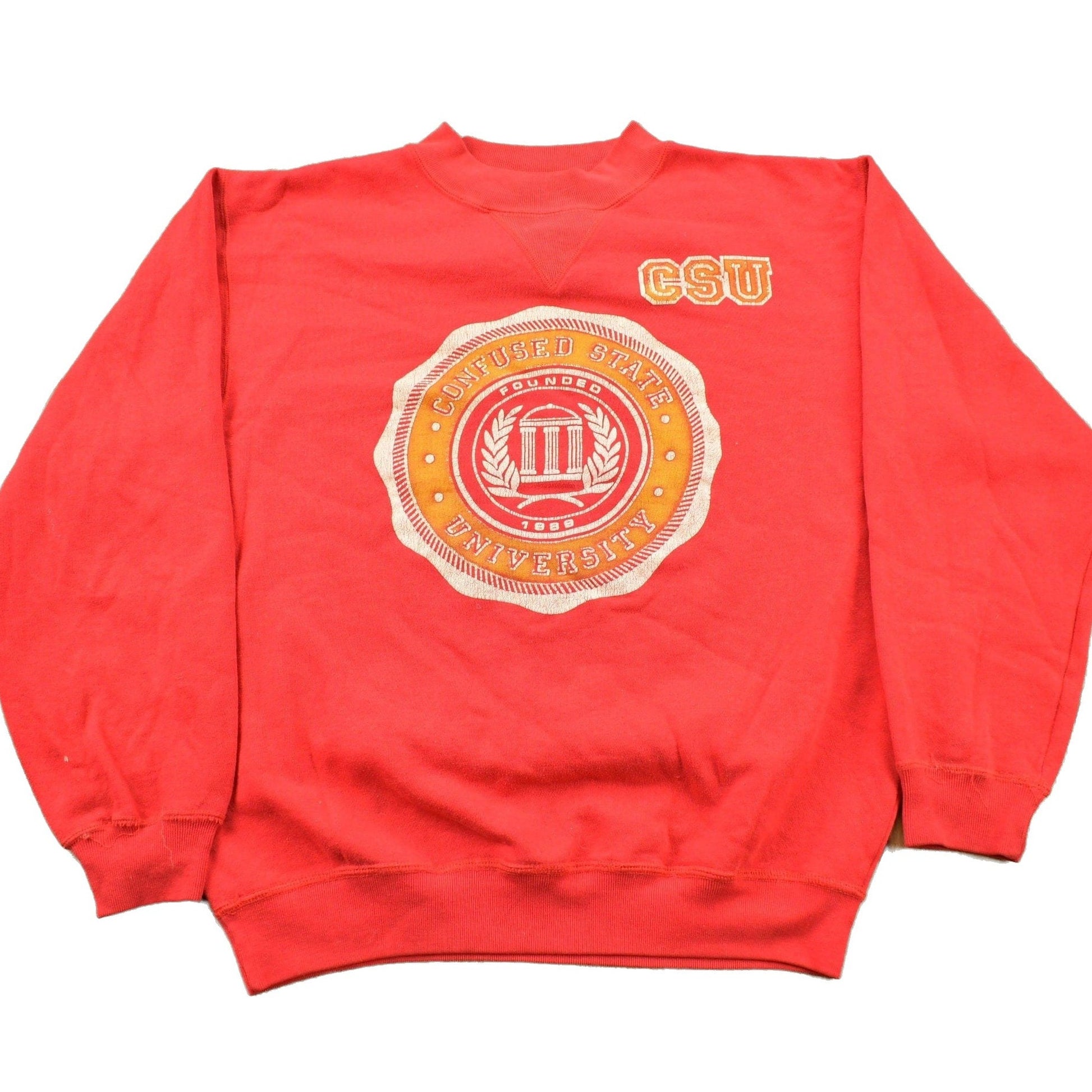 Vintage 1990s Confused State University Crewneck Sweatshirt Men's Small from propervintagecanada