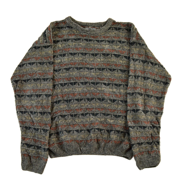 Vintage 1990s Consensus Knit Abstract Pattern Crewneck Sweater Men's Medium from propervintagecanada