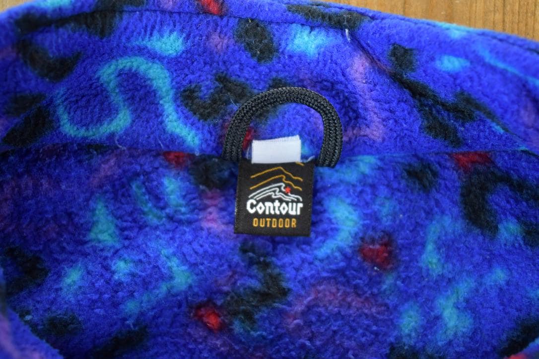 Vintage 1990s Contour Outdoors AOP Neon Abstract Pattern 90s Fleece Sweater Men's XL from propervintagecanada