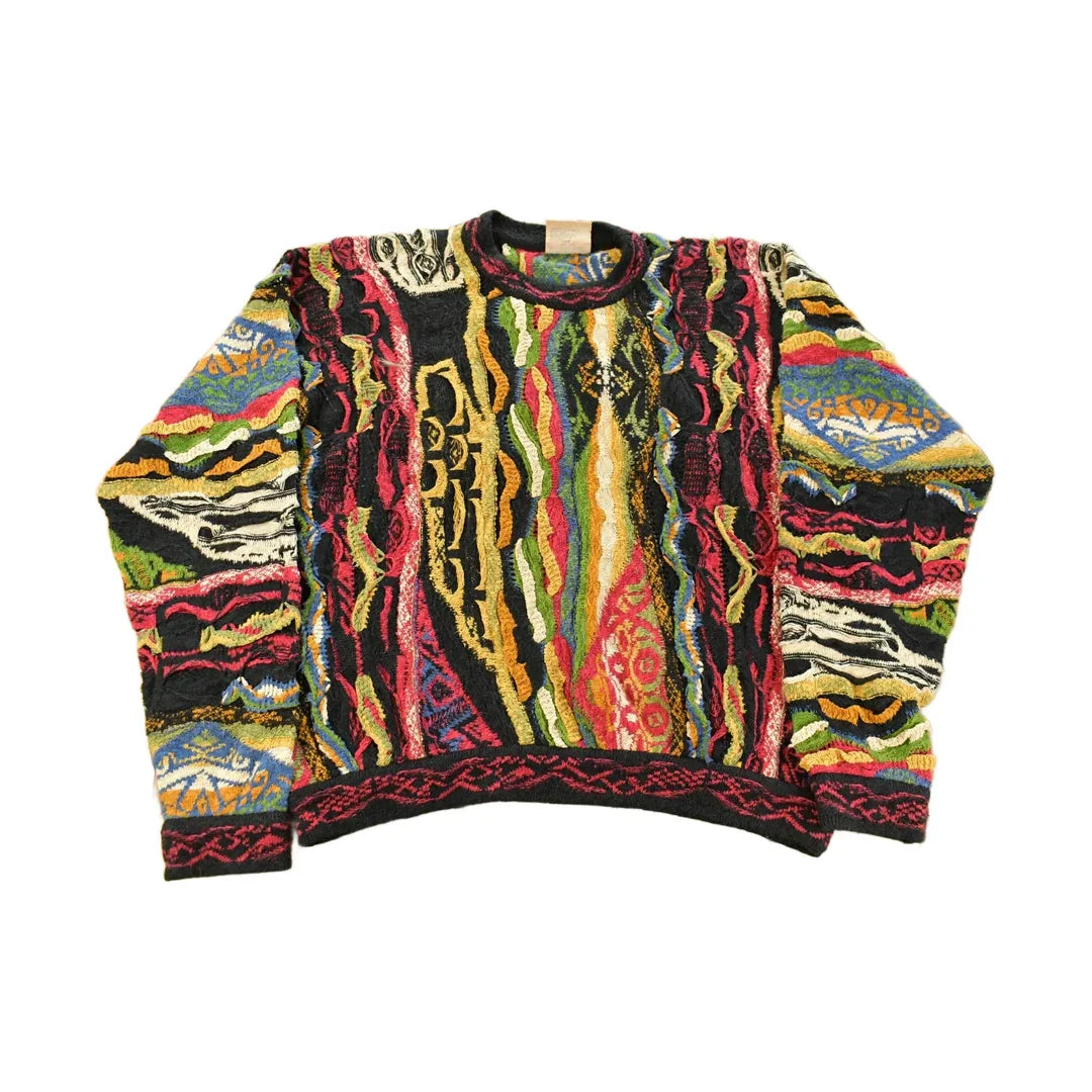 Vintage 1990s Coogi 3D Knit Abstract Crewneck Sweater Men's Large from propervintagecanada