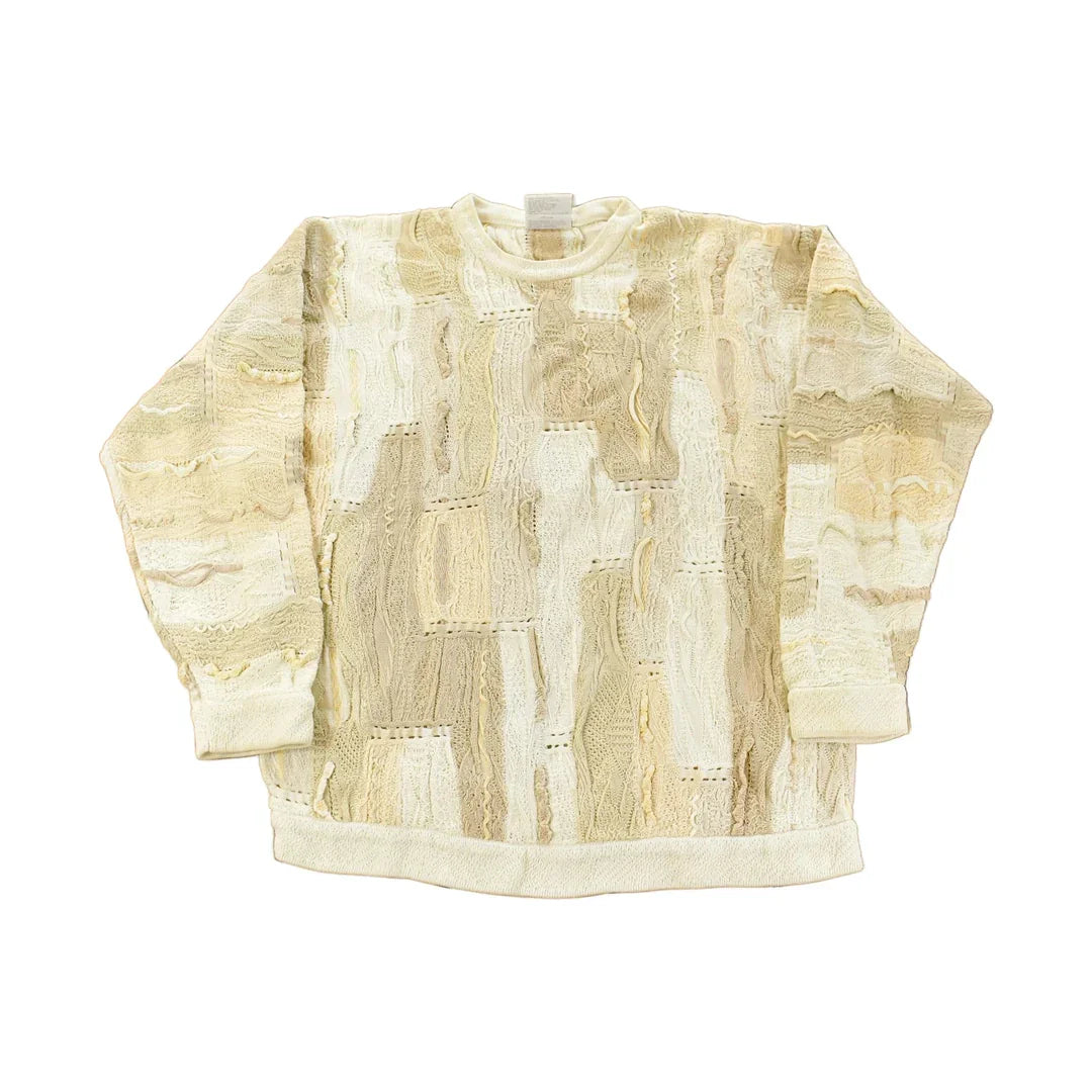 Vintage 1990s Coogi 3D Knit Abstract Crewneck Sweater Men's Large from propervintagecanada